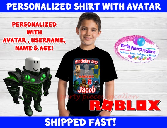 Roblox Birthday Shirt With Avatar Roblox Boy Birthday Shirt Etsy - t shirt crew member super vip roblox