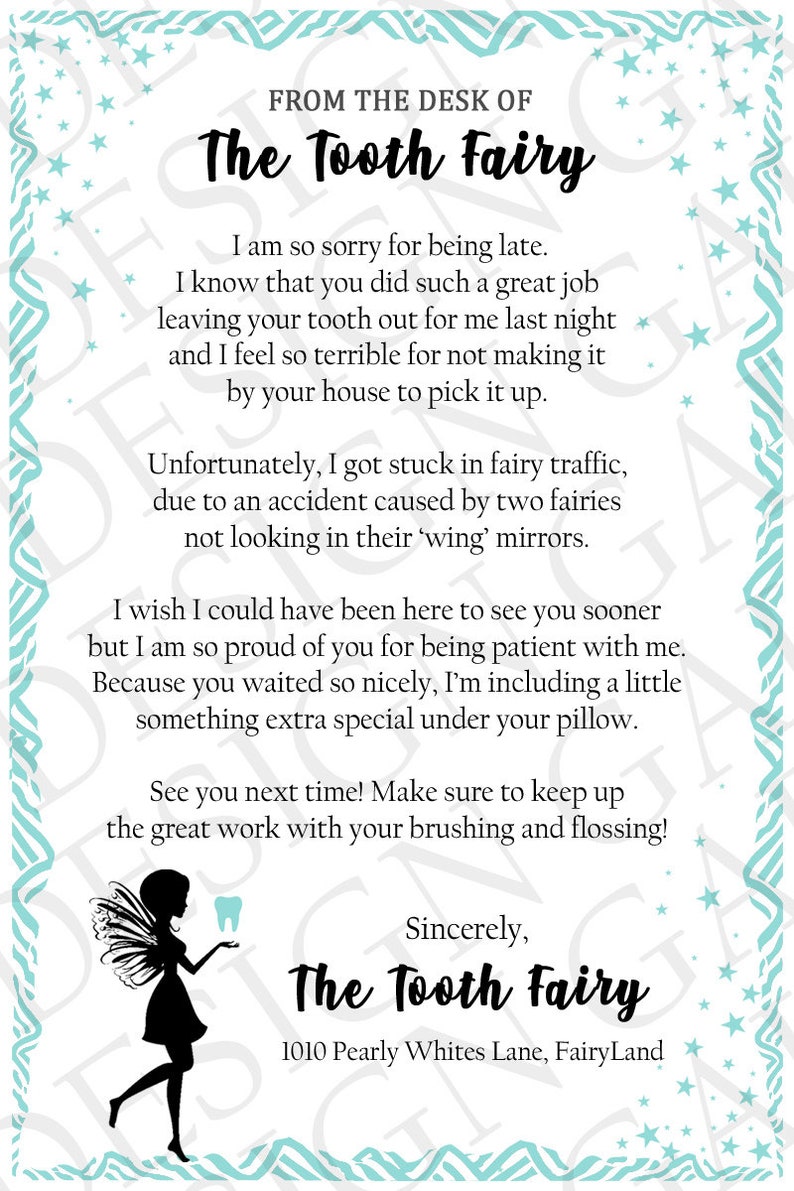 tooth fairy didnt come letter immediate download tooth etsy