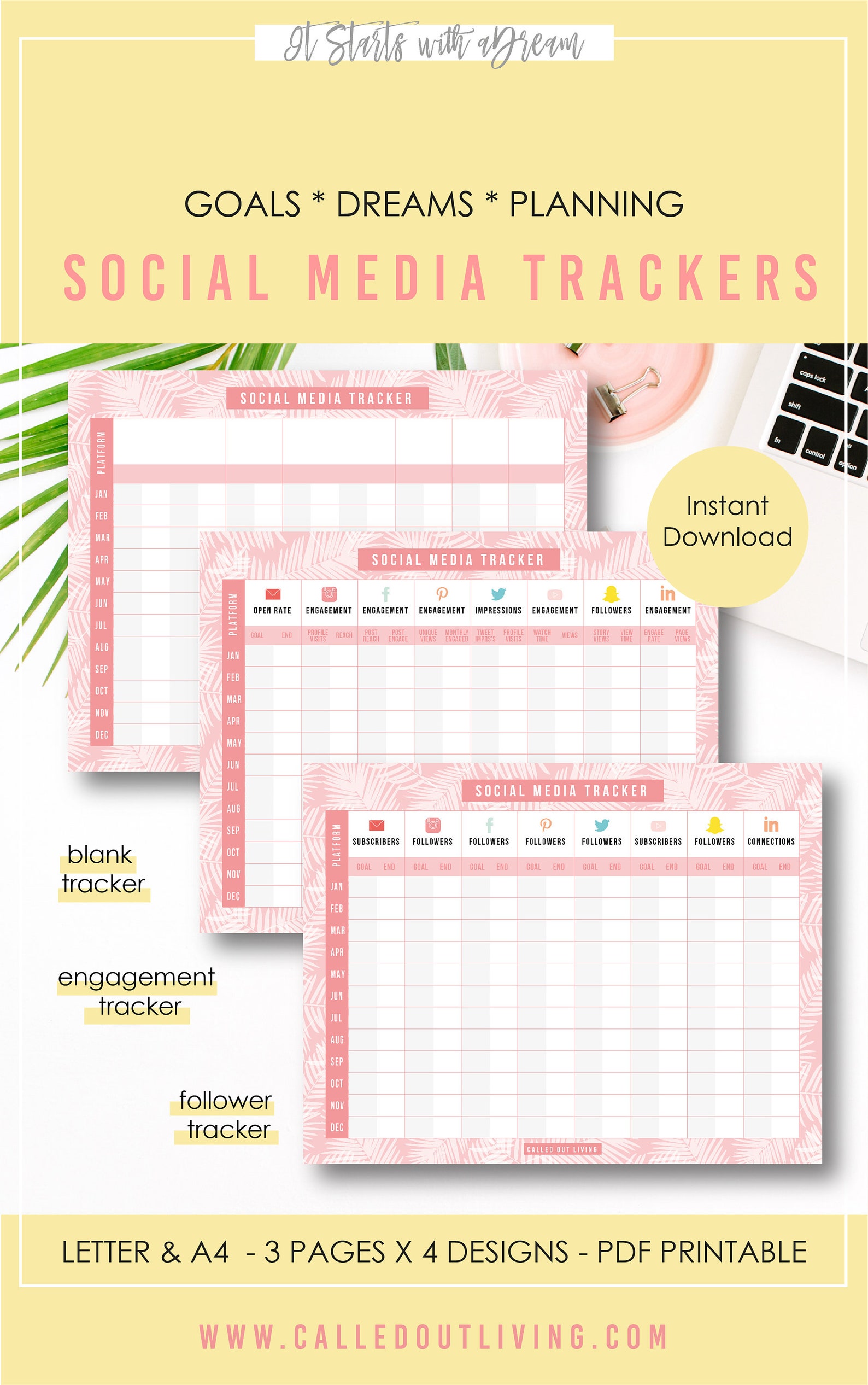 Social media Trackers printable planner track social media | Etsy