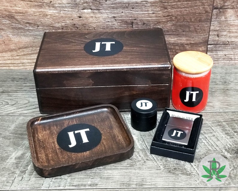 Complete Personalized Smoker Gift Set includes Wood Stash Box Etsy