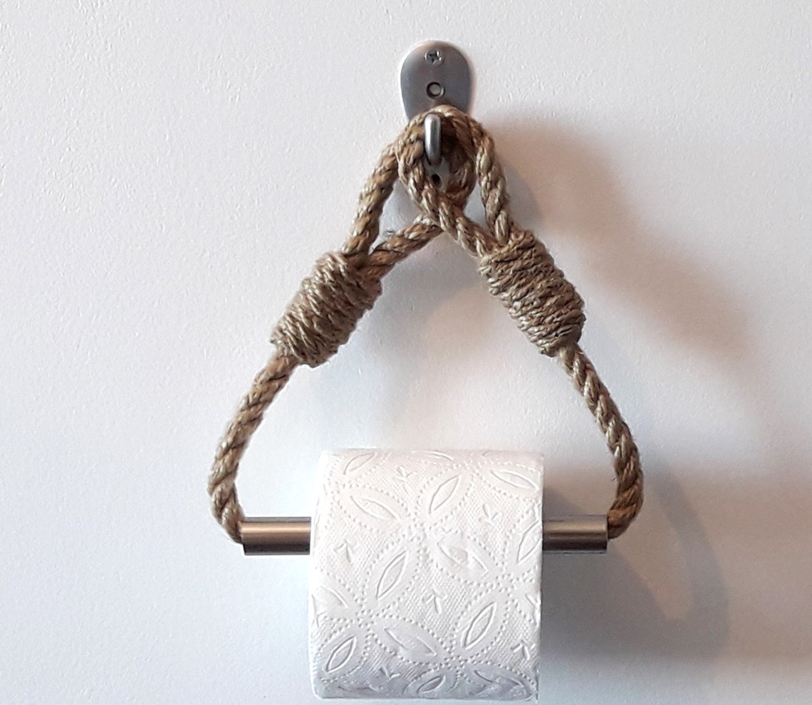 Mat silver Toilet Paper Holder..Jute Natural Rope..Metal Etsy