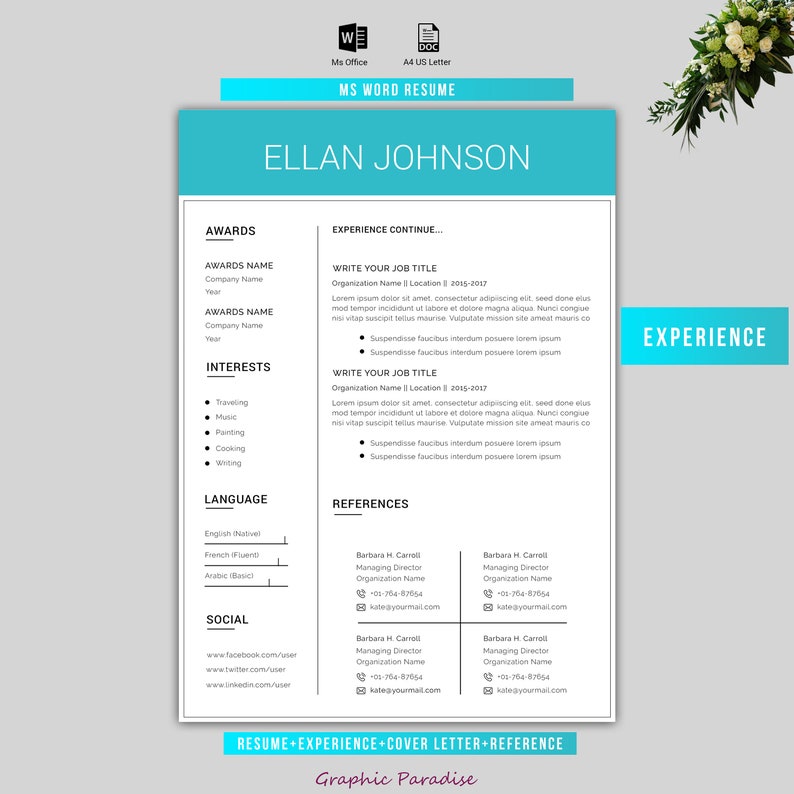 Canva resume Template resume template creative resume | Etsy