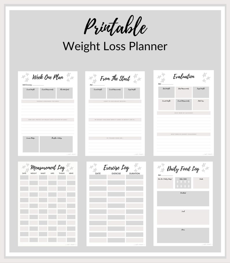 Weight Loss Planner Printable / Downloadable Etsy