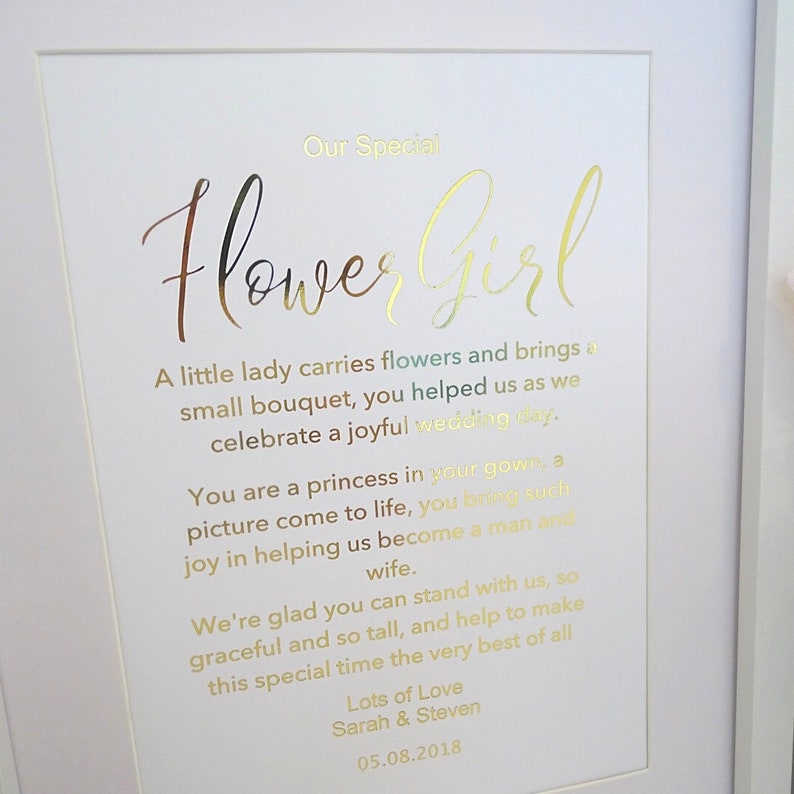 Custom Foil Picture Special Flower Girl poem Gift For Etsy