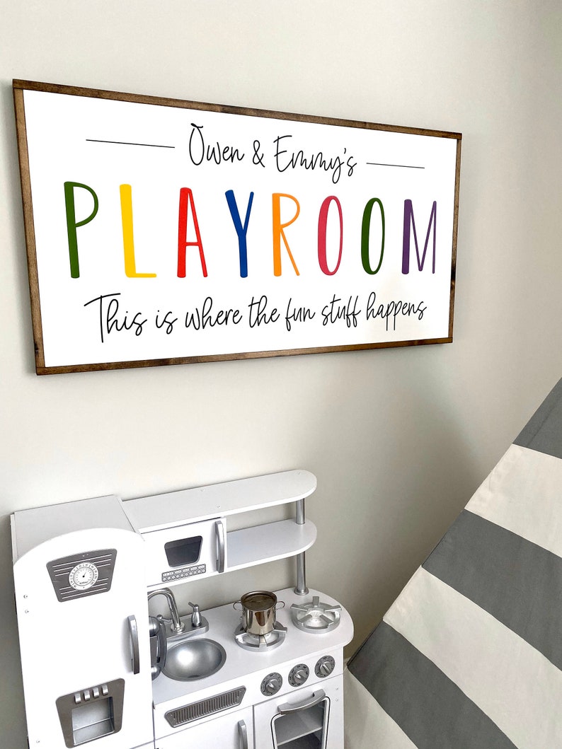 Playroom Wood Sign Custom Playroom Sign Kids Name Sign Etsy