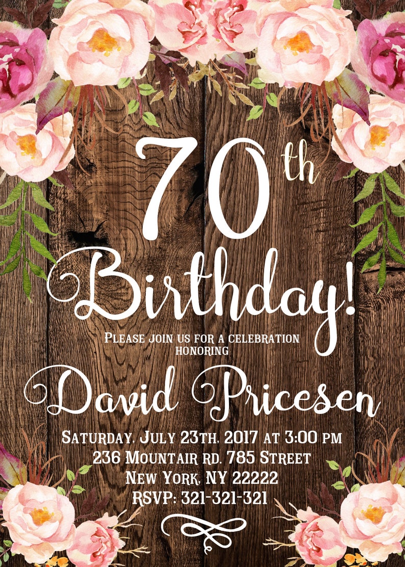 70th Birthday Invitation for women 70th Birthday Invitation | Etsy