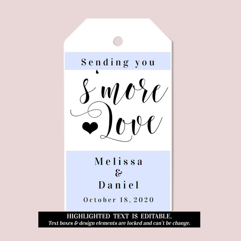 Smore love tag template Wedding favor tags printable Favor | Etsy