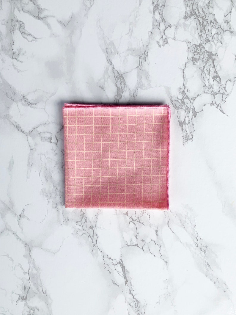 Men/'s Fashion Accessories Handkerchief Gift For Him Pink Check Pocket Squares
