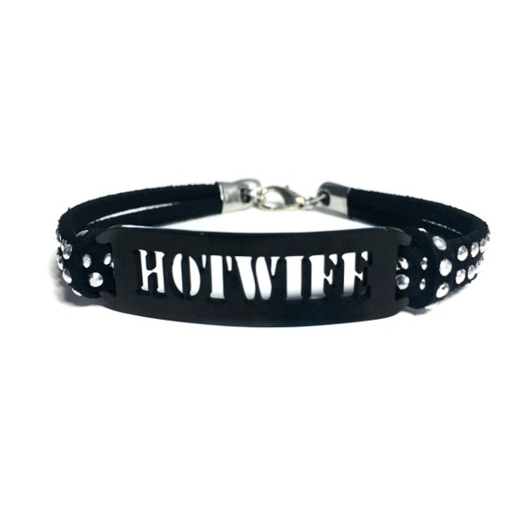 Bracelet Hotwife Silk Rope and Black Bar Anklet w Cutout Letters Jewelry Threesome Hot Wife BBC MFM QOS Queen of Spades Swinger