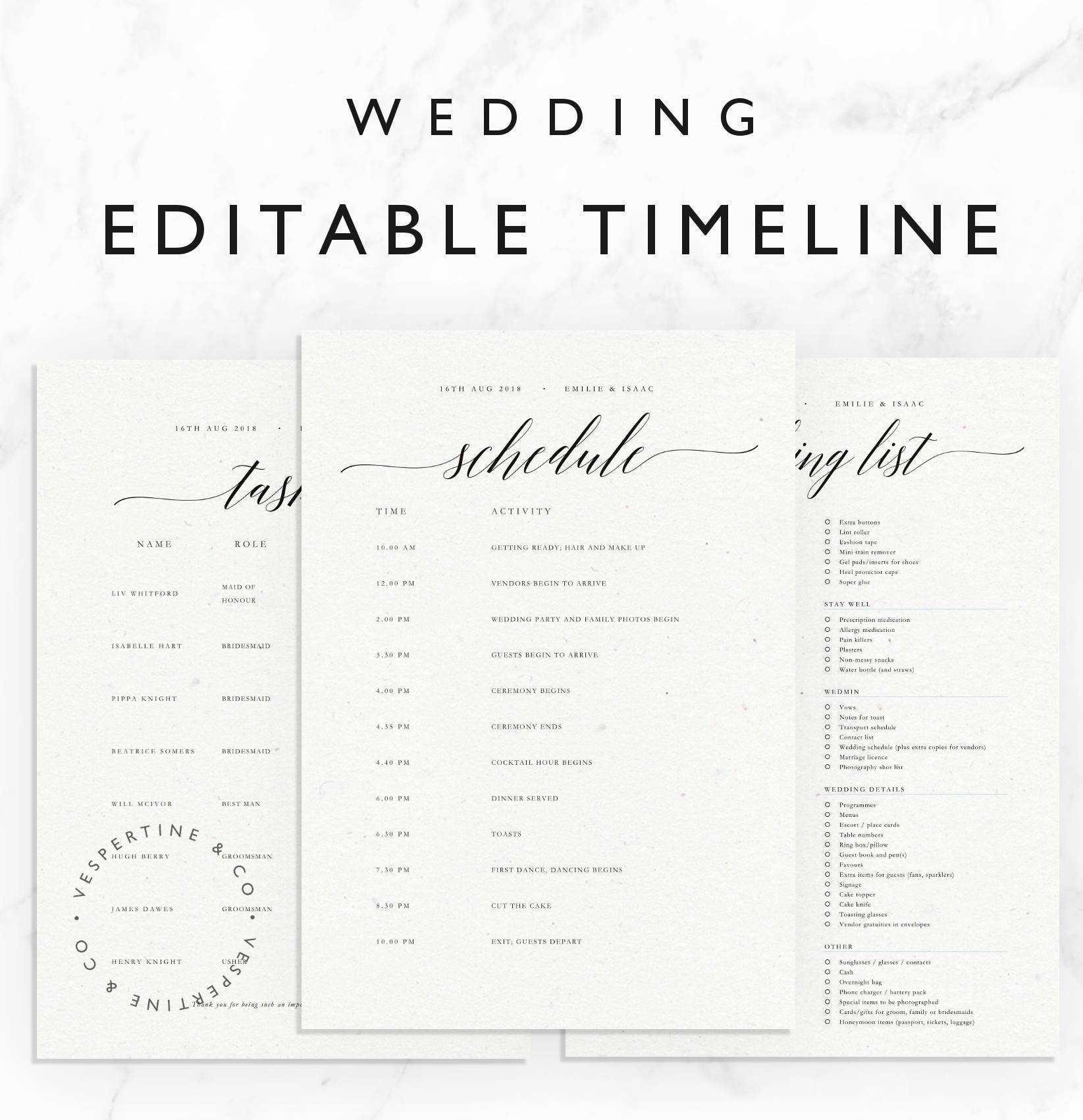 wedding-timeline-template-minimal-bridal-wedding-day-etsy
