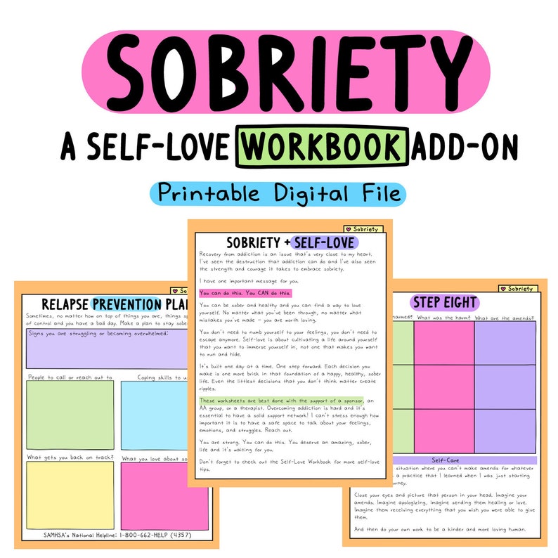 Self-Love Workbook: Sobriety Add-On Self-Care Self-Help | Etsy