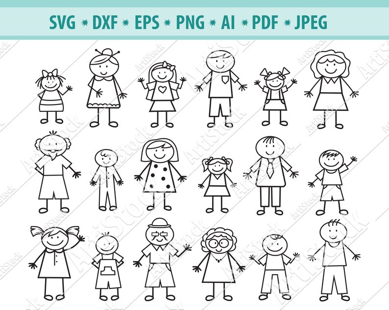 Download Art Collectibles Clip Art Png Dxf Stick Family Clipart Files For Cricut Eps Stick Figures Svg Stick Family Svg Bundle Silhouette Cameo Stick Family Cut Files