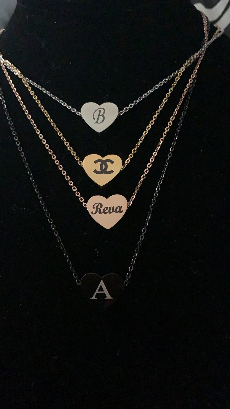 Heart Shaped Pendant Necklace Name Plate Necklace,Engravable Necklace,Birthday Gift,Personalized GiftGift for herbridesmaid Gift,Sale