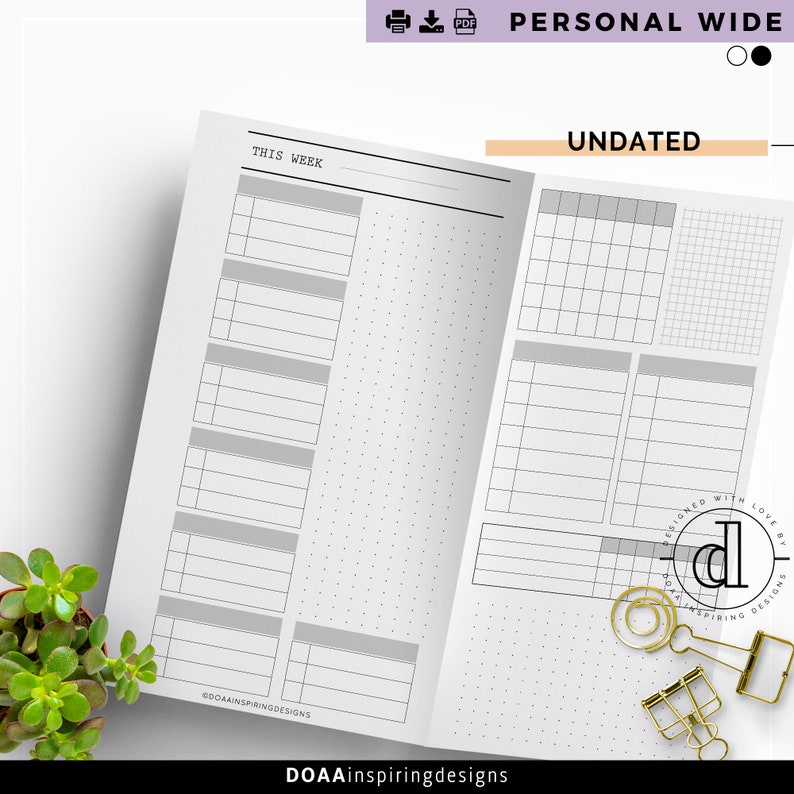 Foldout weekly planner inserts Personal wide rings inserts Etsy