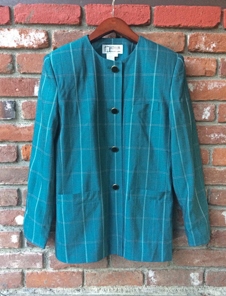 Green Plaid Jacket / Vintage Plaid Jacket / Womens Striped | Etsy