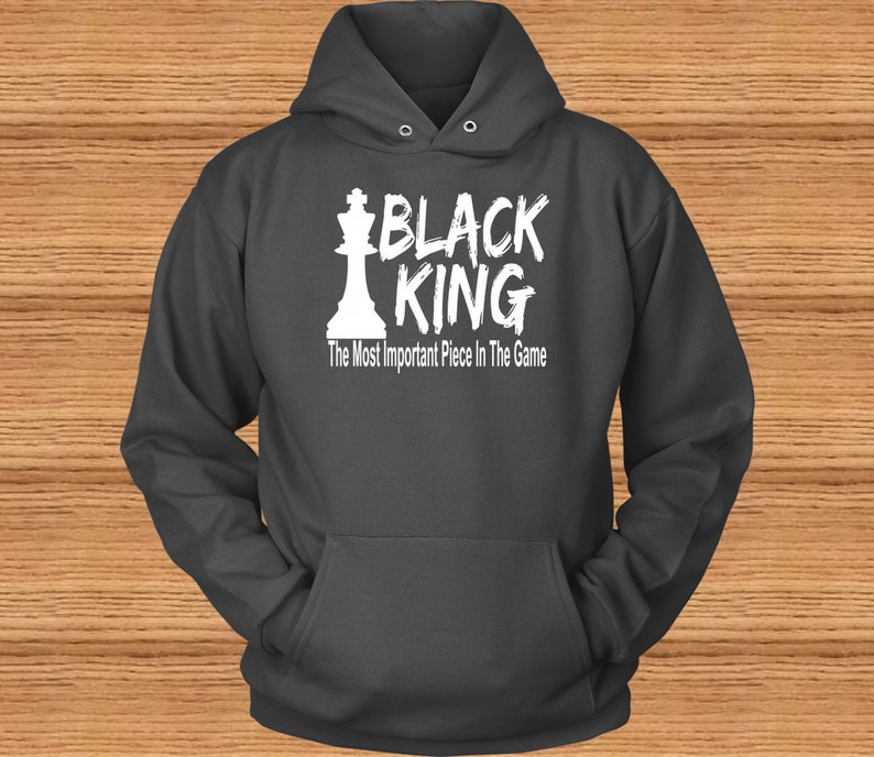 Black King Chess Piece Hoodies White Print Sweatshirts For | Etsy