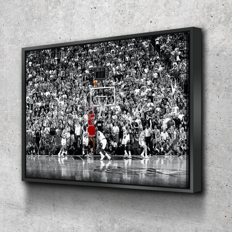 Michael Jordan Last Shot Poster Canvas Wall Art Chicago Bulls Etsy