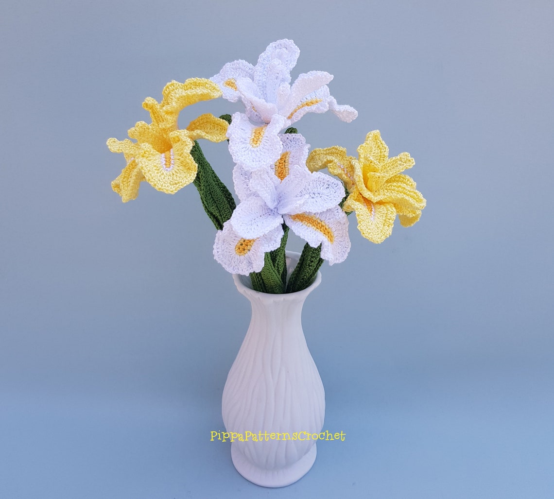 Crochet Iris Flower Pattern photo tutorial crochet pattern Etsy