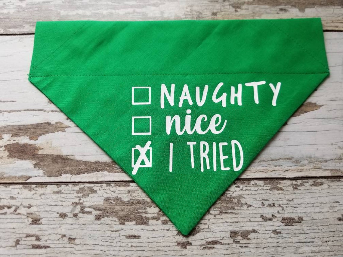 Naughty Nice I Tried Dog Bandana Slides on over the collar Etsy