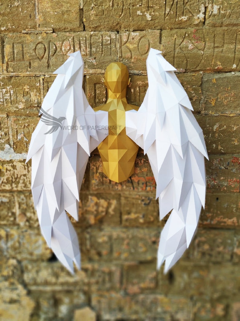 Papercraft Angel With Wings PDF Template Low Poly Paper Etsy