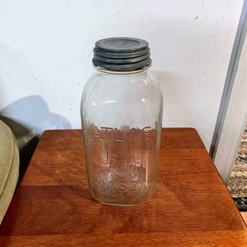 Vintage Hazel Atlas Mason Jar with Zinc Top | Etsy