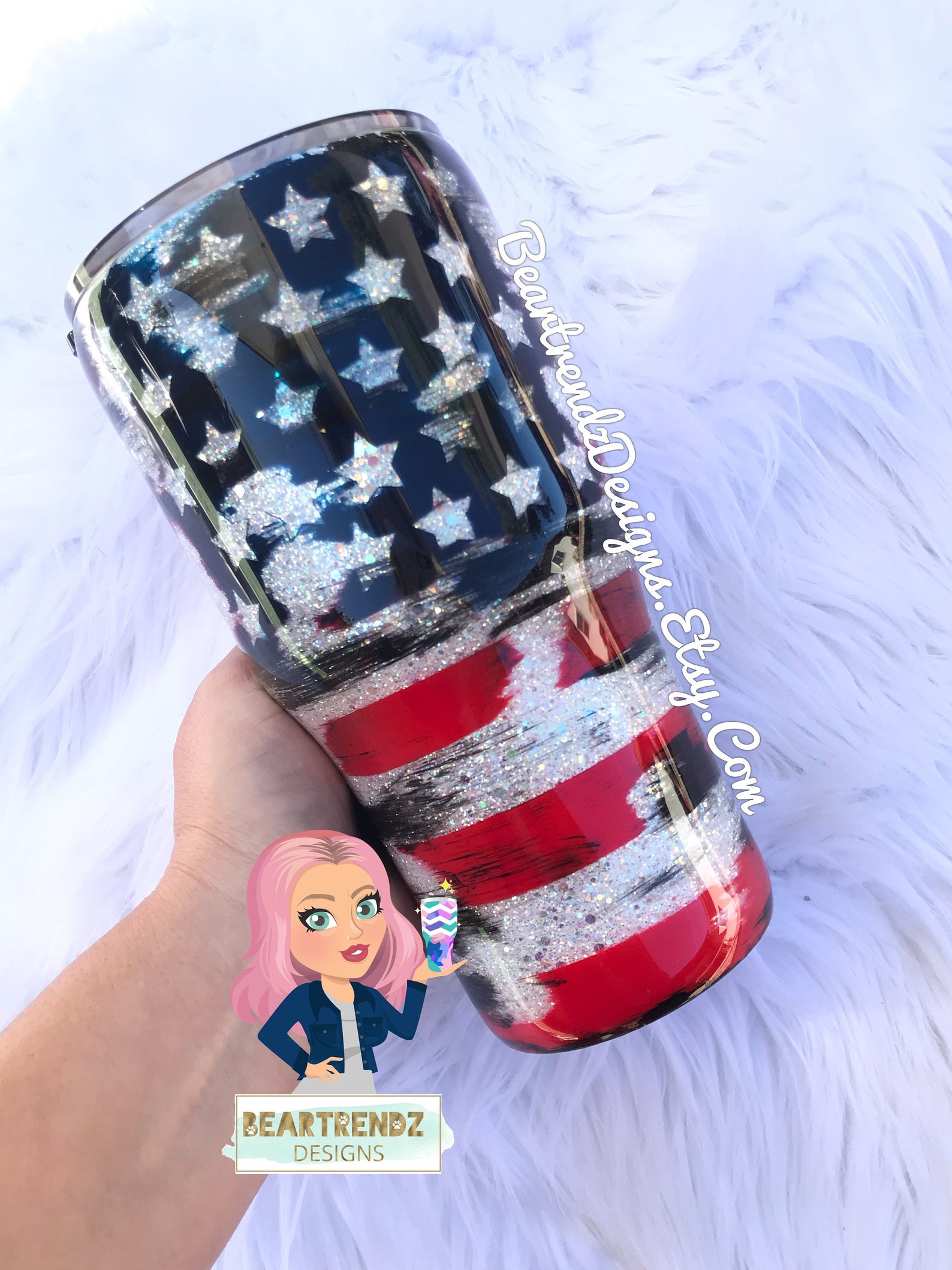 American Flag Glitter Tumbler Distressed Flag Tumbler 30oz | Etsy