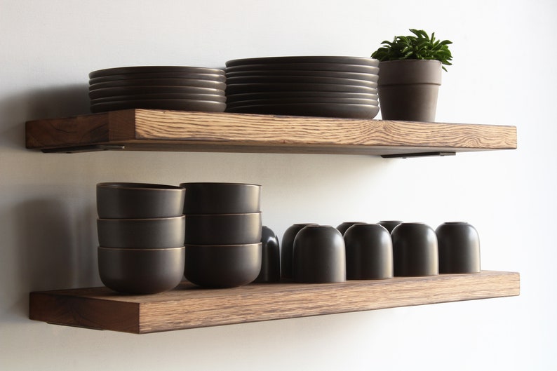 Deep Floating Shelves Kitchen Dishes Modern Sleek Etsy