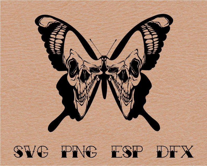 Download Butterfly skull Vector SVG Clipart Silhouette Digital | Etsy