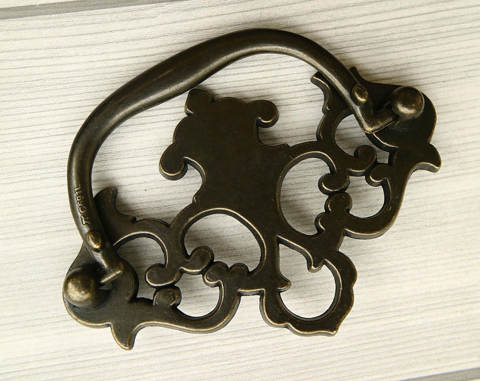 Dark antique bronze drop bail dresser pull drawer swing handle | Etsy