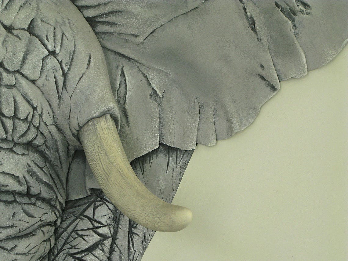 Bas relief 3D wall art Elephant head Sculptural painting Etsy