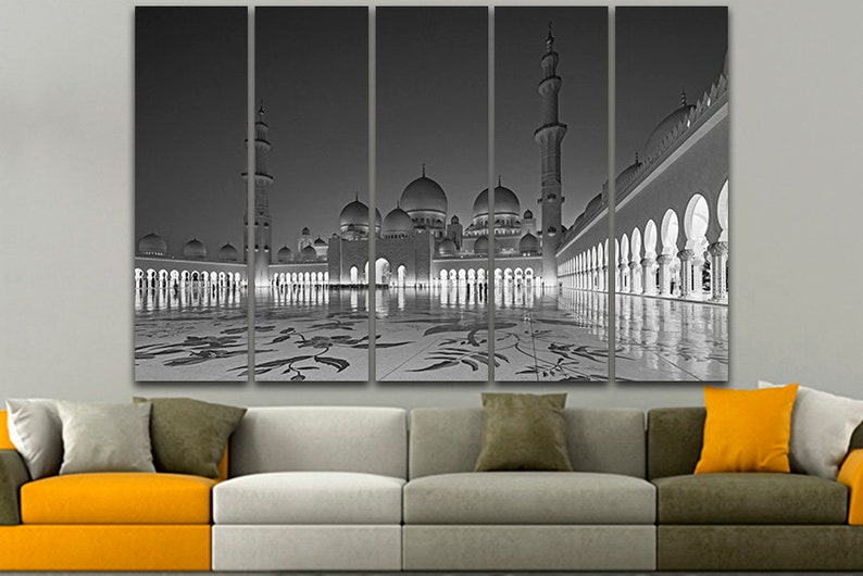 Sheikh Zayed Mosque Abu Dhabi United Arab Emirates Mosque canvas Turkey decor Large canvas set Mosque wall d\u00e9cor Istanbul print Islamic gift