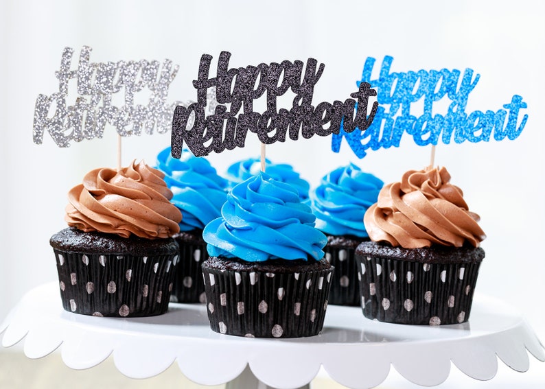 happy retirement cupcake toppers etsy