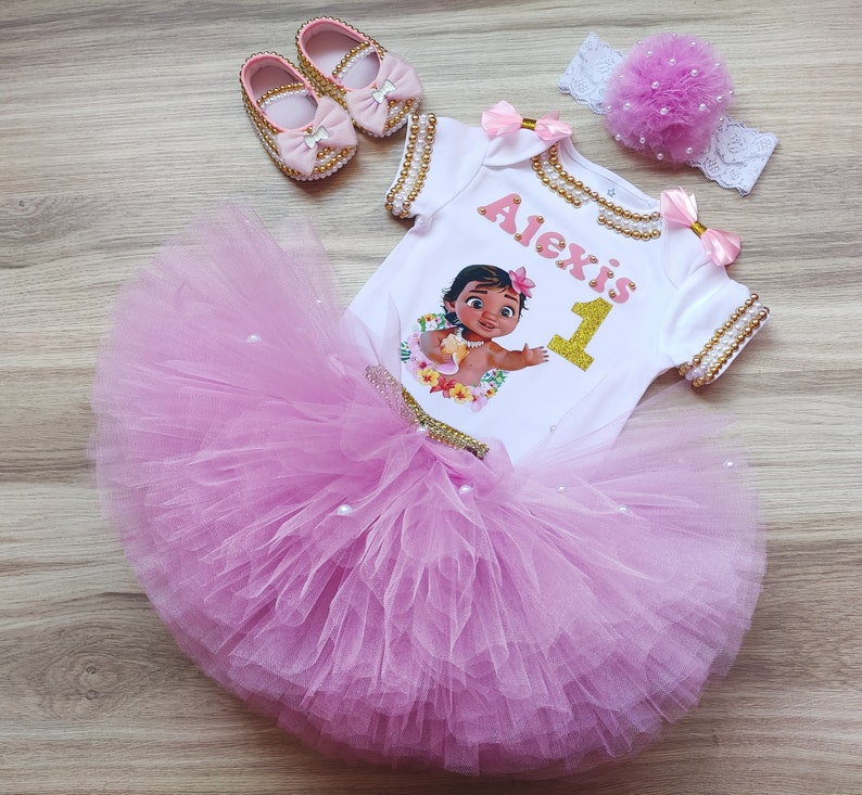 Baby Princess Moana Hawaiian Pink gold Tutu Set Moana Baby Etsy