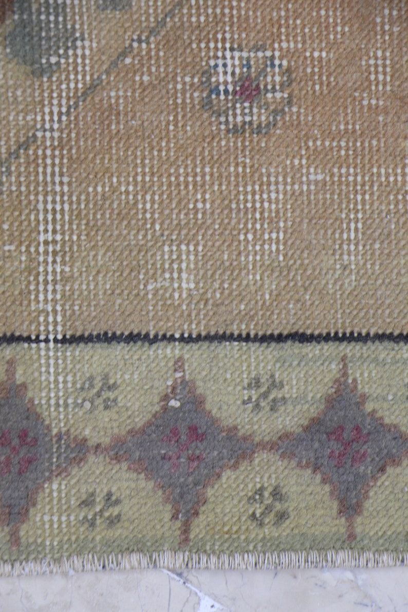 vintage rug 1.4 x 4.3 ft Free Shipping area rug bathroom rug frontdoor rug,Pale wool rug MB10450 turkish rug small rug doormat rug