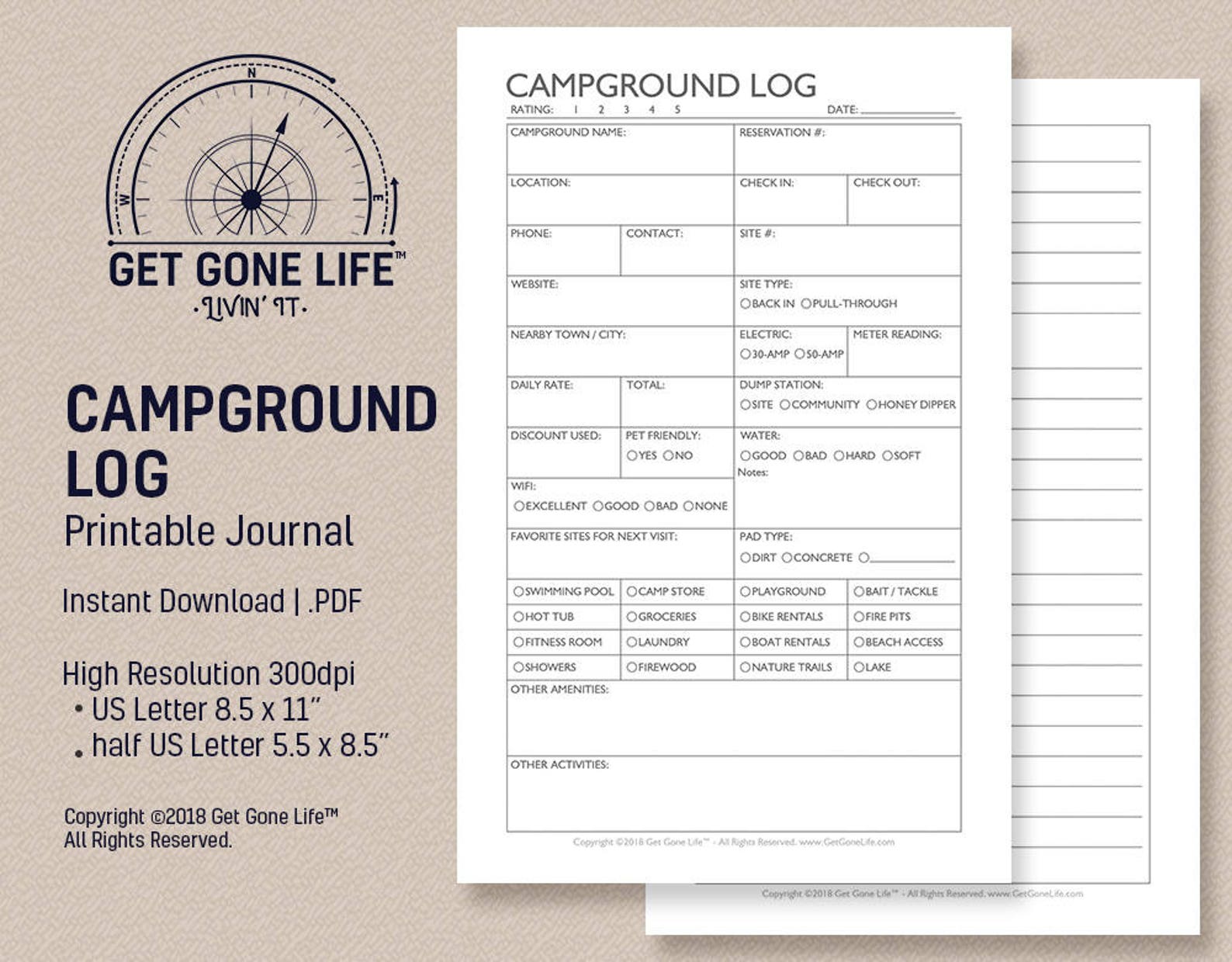 Printable Campground Journal Camping Log Camping Journal Etsy