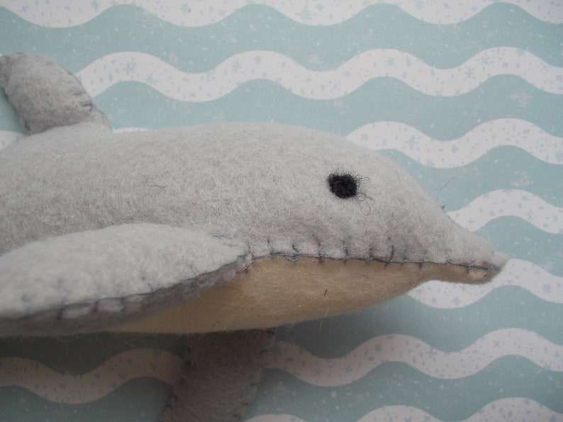 felt dolphin grey dolphin dolphin stuffie Dolphin toy sewn dolphin