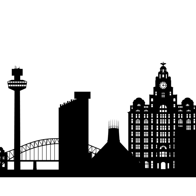 Liverpool Skyline Printable Liverpool England Black White | Etsy