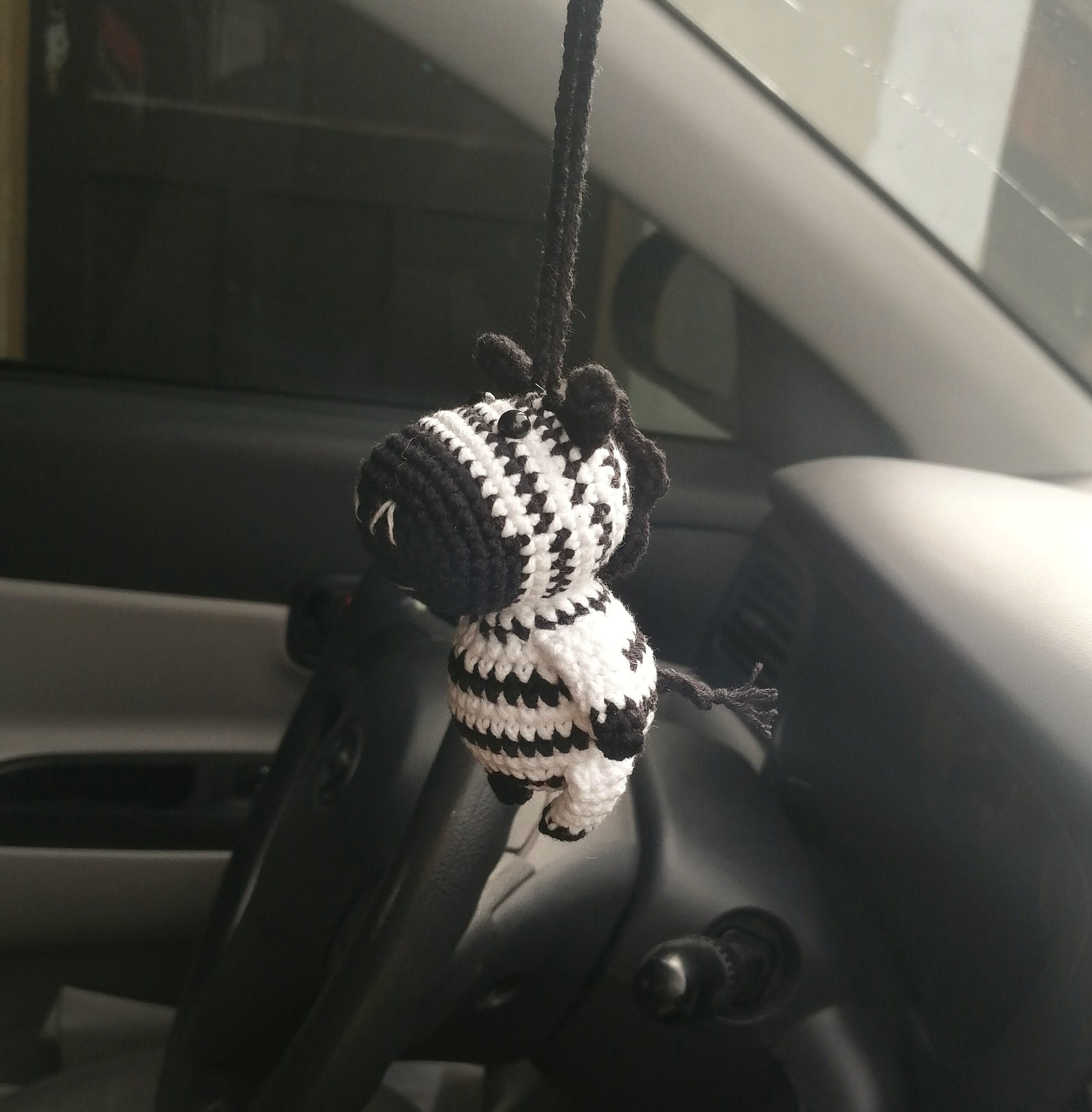 Zebra car charm Rear view mirror accessories crochet zebra Etsy