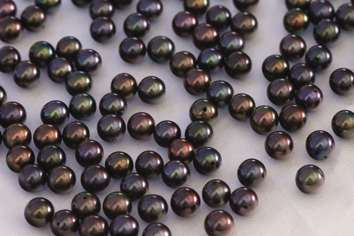 78mm dyed peacock pearl beadsblack round pearlsloose Etsy