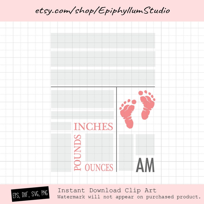 Birth Stats Template Blank Free SVG