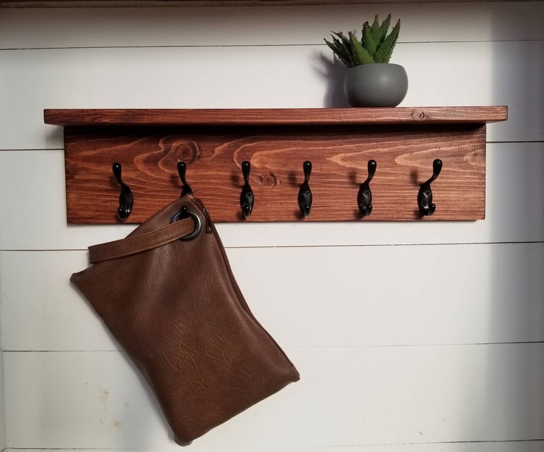 Rustic Wooden Coat Entry Rack Coat Hanger Wall Mount Wood Etsy
