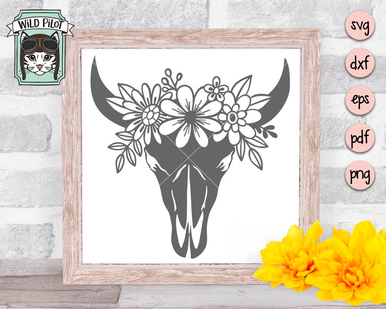 Download Cow Skull with Flowers SVG file Cow Skull svg file Cow ...