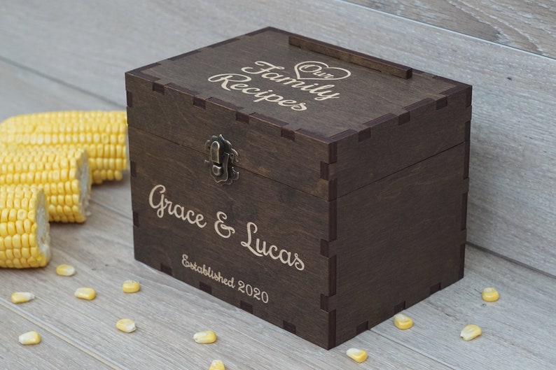 4x6 Recipe box with dividers Personalized recipe box Engraved Etsy