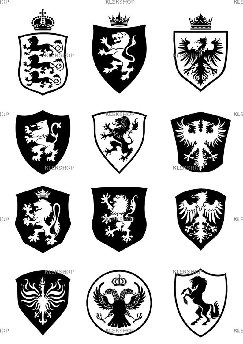 Coat of arms Shields Set Clip ArtHeraldry Kit of 12Royal | Etsy