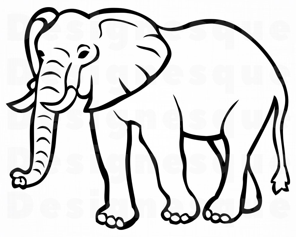 Elephant Outline SVG Elephant SVG Elephant Outline Clipart | Etsy