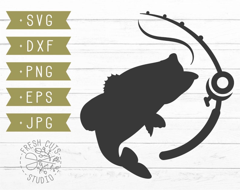 Download Fishing Pole SVG Cut File Instant Download Bass Fish svg ...