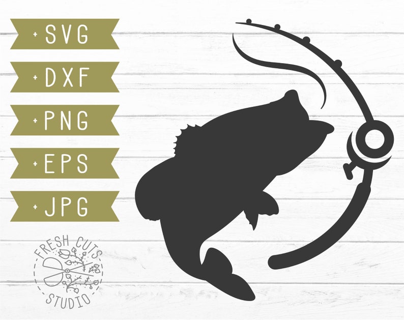 Fishing Pole SVG Cut File Instant Download Bass Fish svg ...