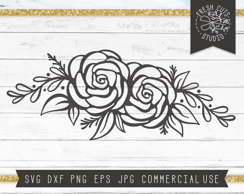 Flower Swag Svg Instant Download Hand Drawn Roses Svg Cut | Etsy