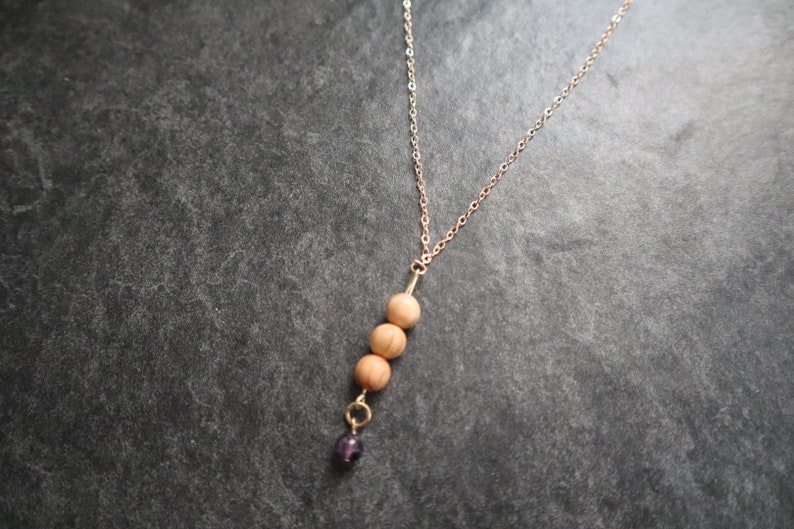 Sandlewood and Amethyst gold plated necklace