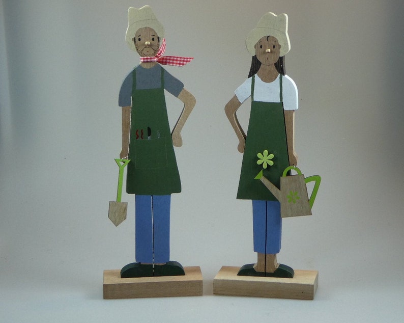 Figur aus Holz Gärtner Gärtnerin Etsy